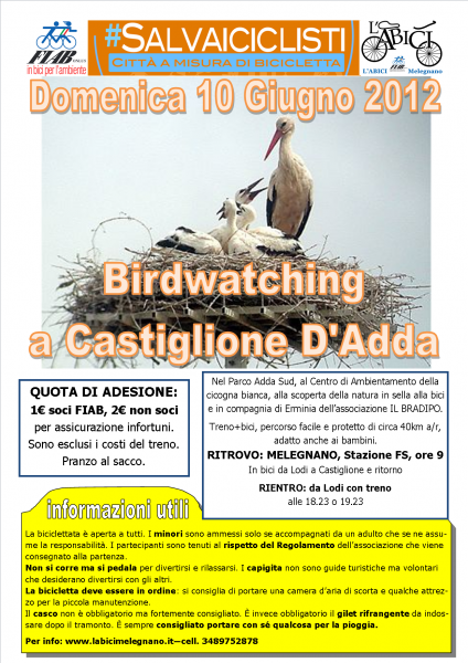 DOMENICA 10 GIUGNO: BIRDWATCHING A CASTIGLIONE D’ADDA