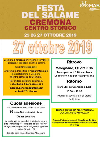 DOMENICA 27 OTTOBRE: LA FESTA DEL SALAME A CREMONA